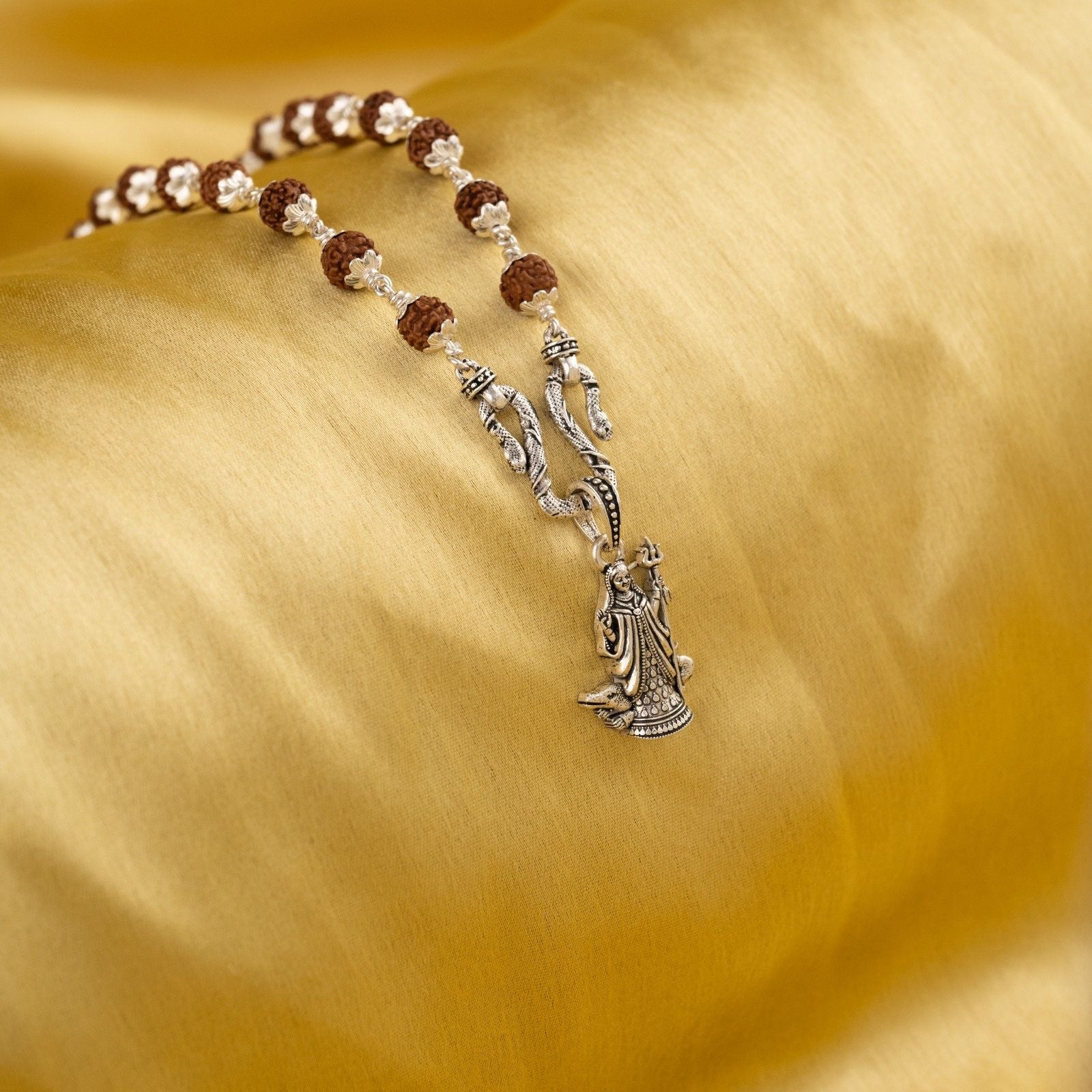 Khodiyar Mata Silver Pendant With Rudraksha Mala