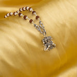 Panchmukhi Hanuman Silver Pendant With Rudraksha Mala 
