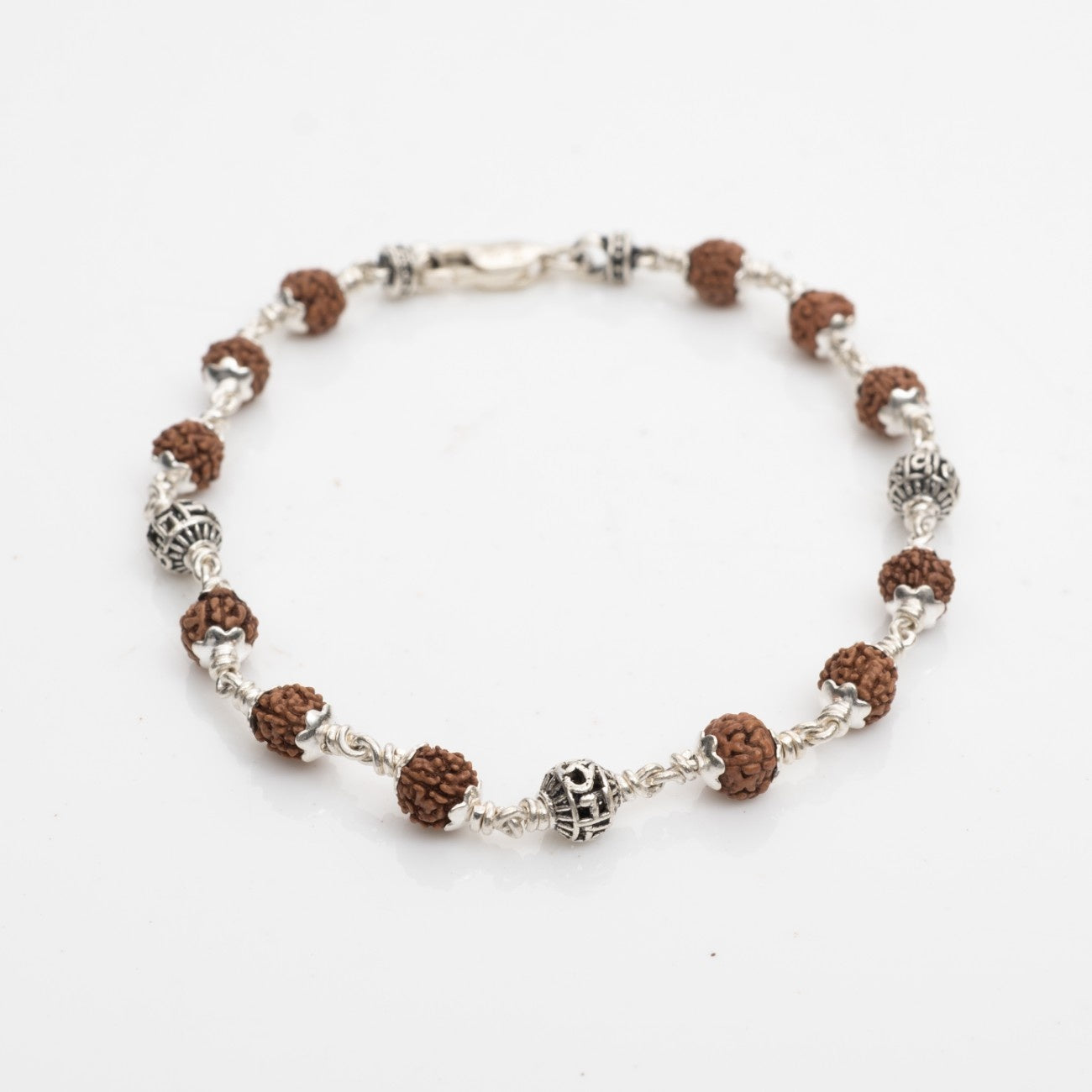 Om Namah Shivay Silver Rudraksha Bracelet