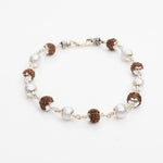 Rudraksha With Moti Beads Silver Bracelet