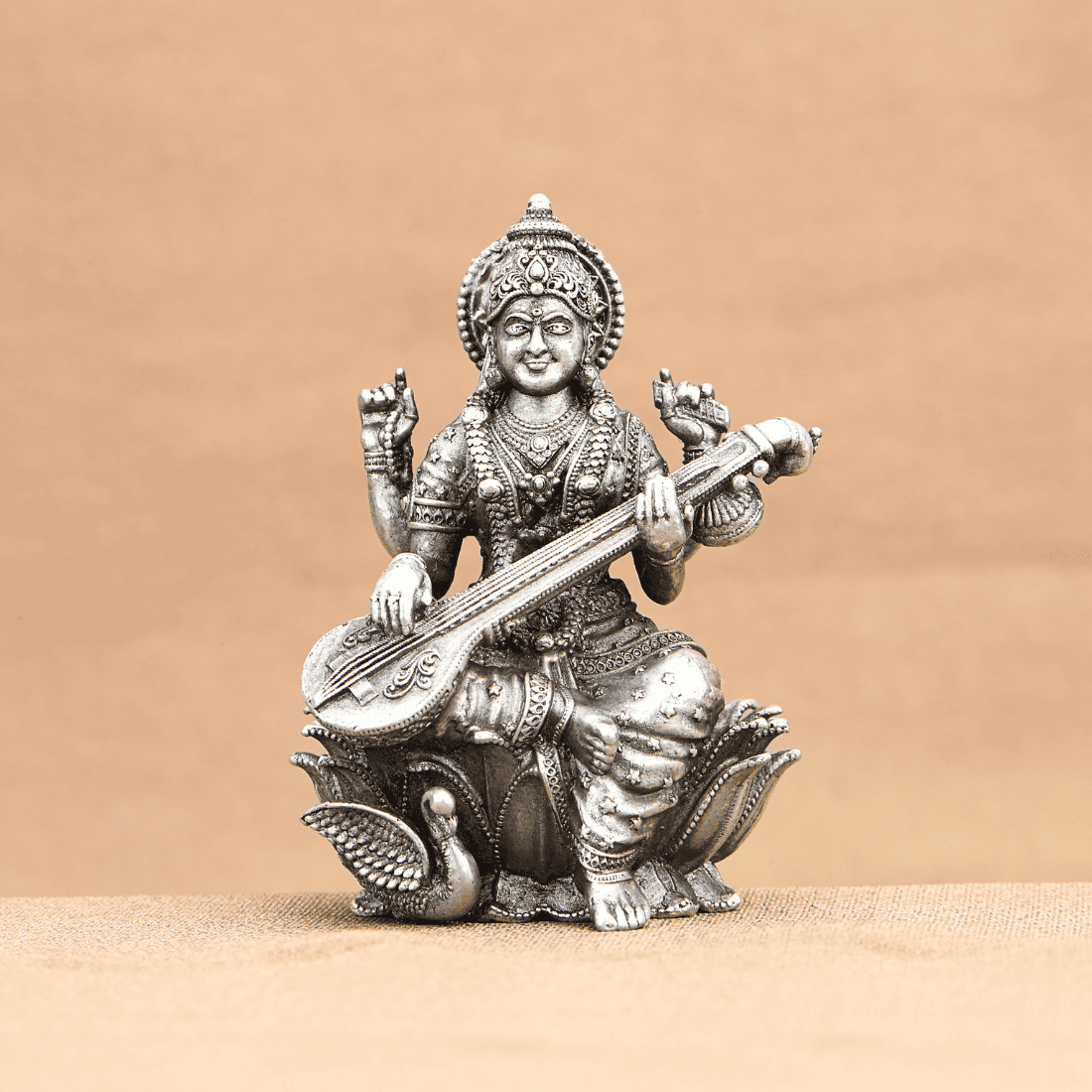 Goddess Saraswati Silver Idol
