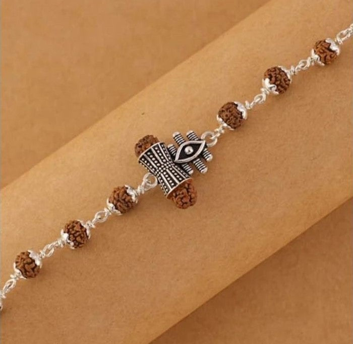 Rudraksha Silver Shiva Third Eye Bracelet