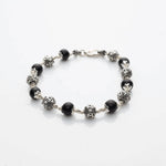 Karungali With Hexagone Om Beads Silver Bracelet
