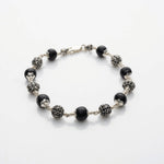 Karungali With Silver Flower Beads Bracelet