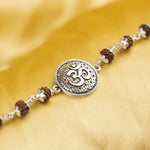 Rudraksha With Om on Round Silver Broach Bracelet