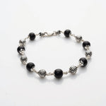 Karungali With Round Beads Silver Bracelet