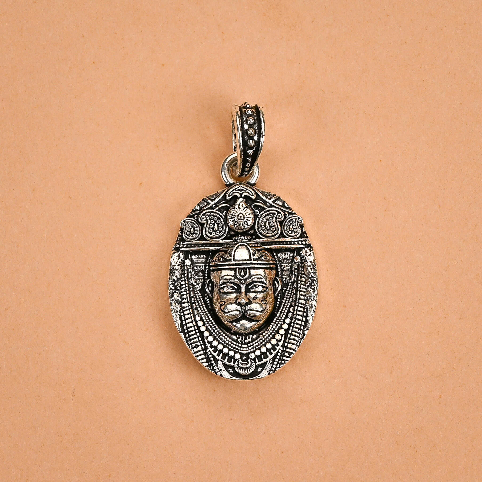 Lord Hanuman Dada Face Silver Pendant