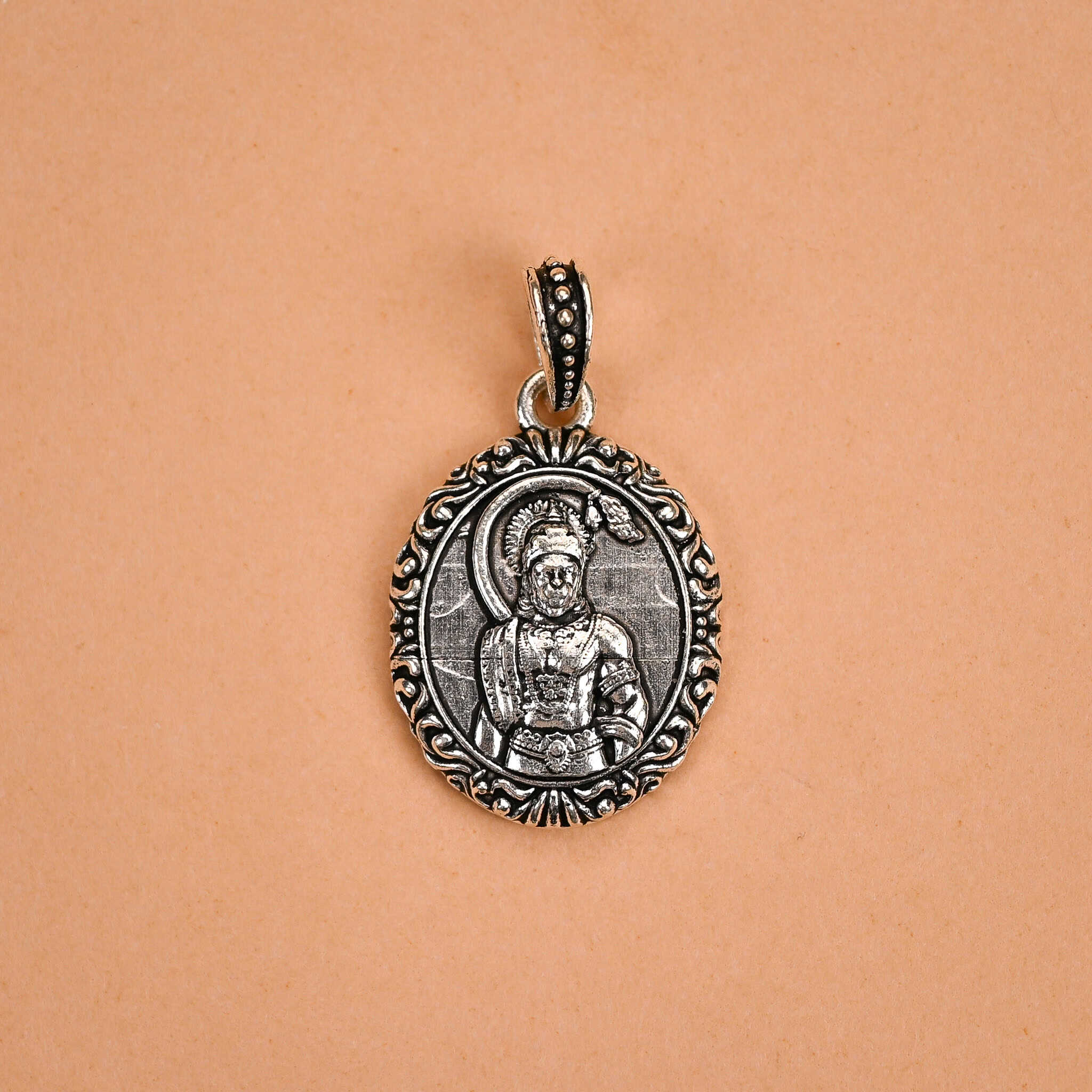Divine Lord Hanuman Aura Silver Pendant