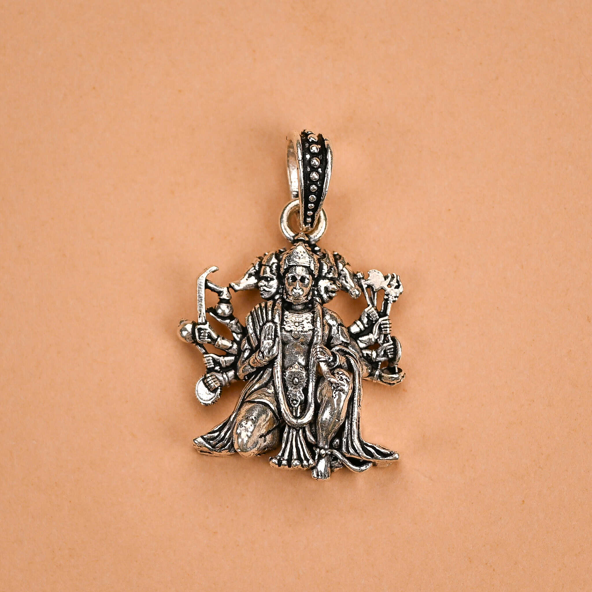 Five Faces Lord Hunuman Silver Pendant