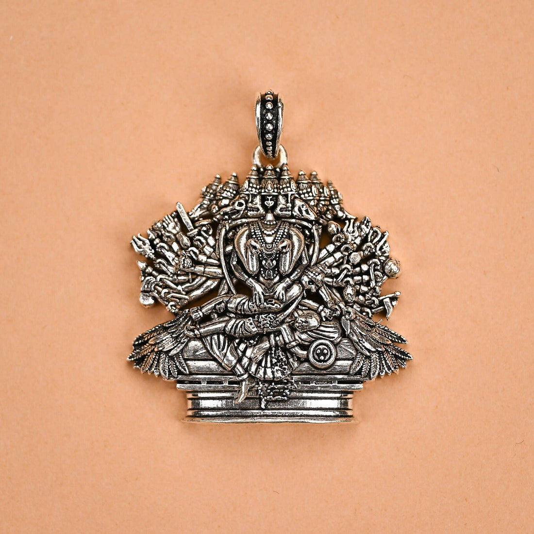 Ashtamukha Gandabherunda Narasimha Silver Pendant