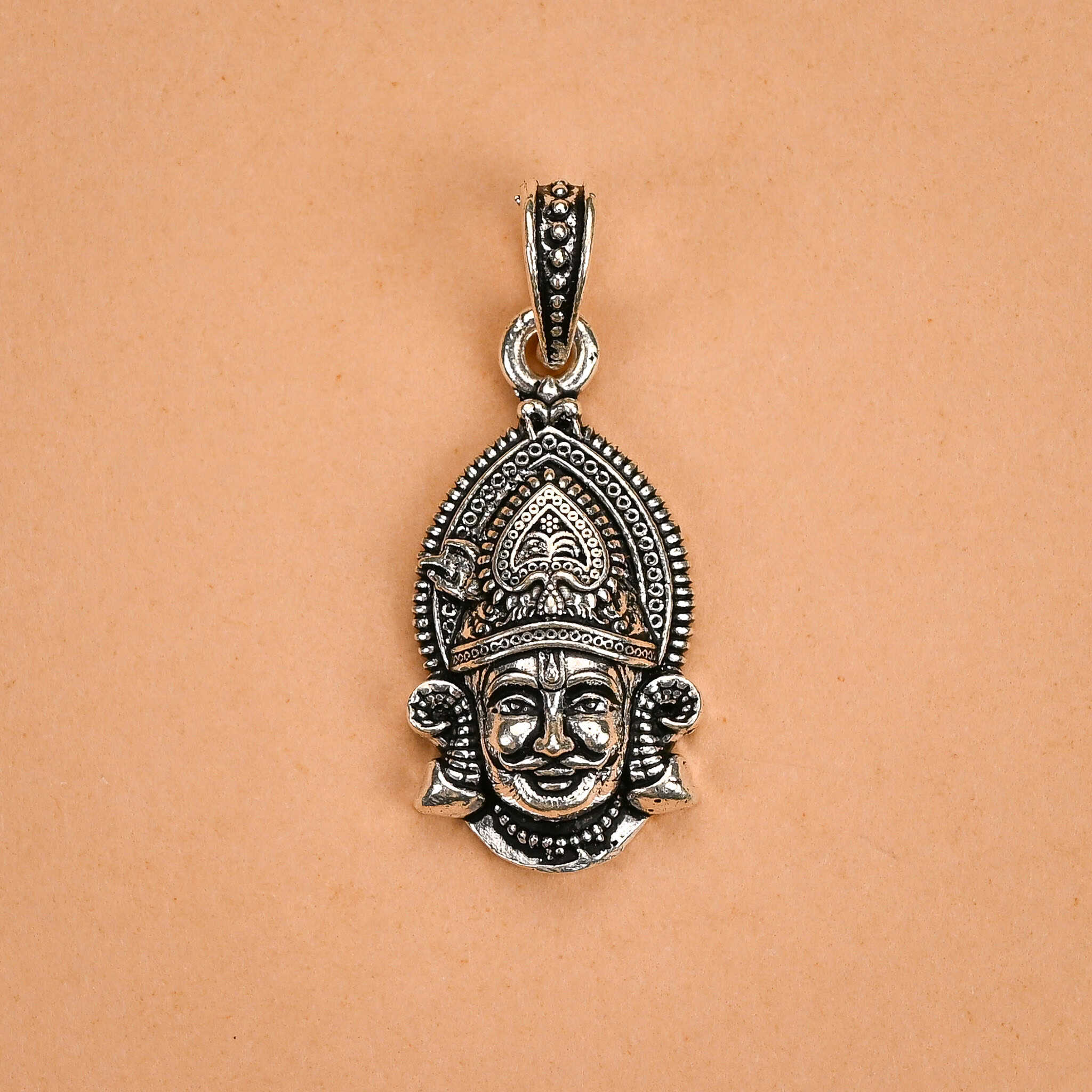 Lord Khatu Shaym Baba Silver Pendent