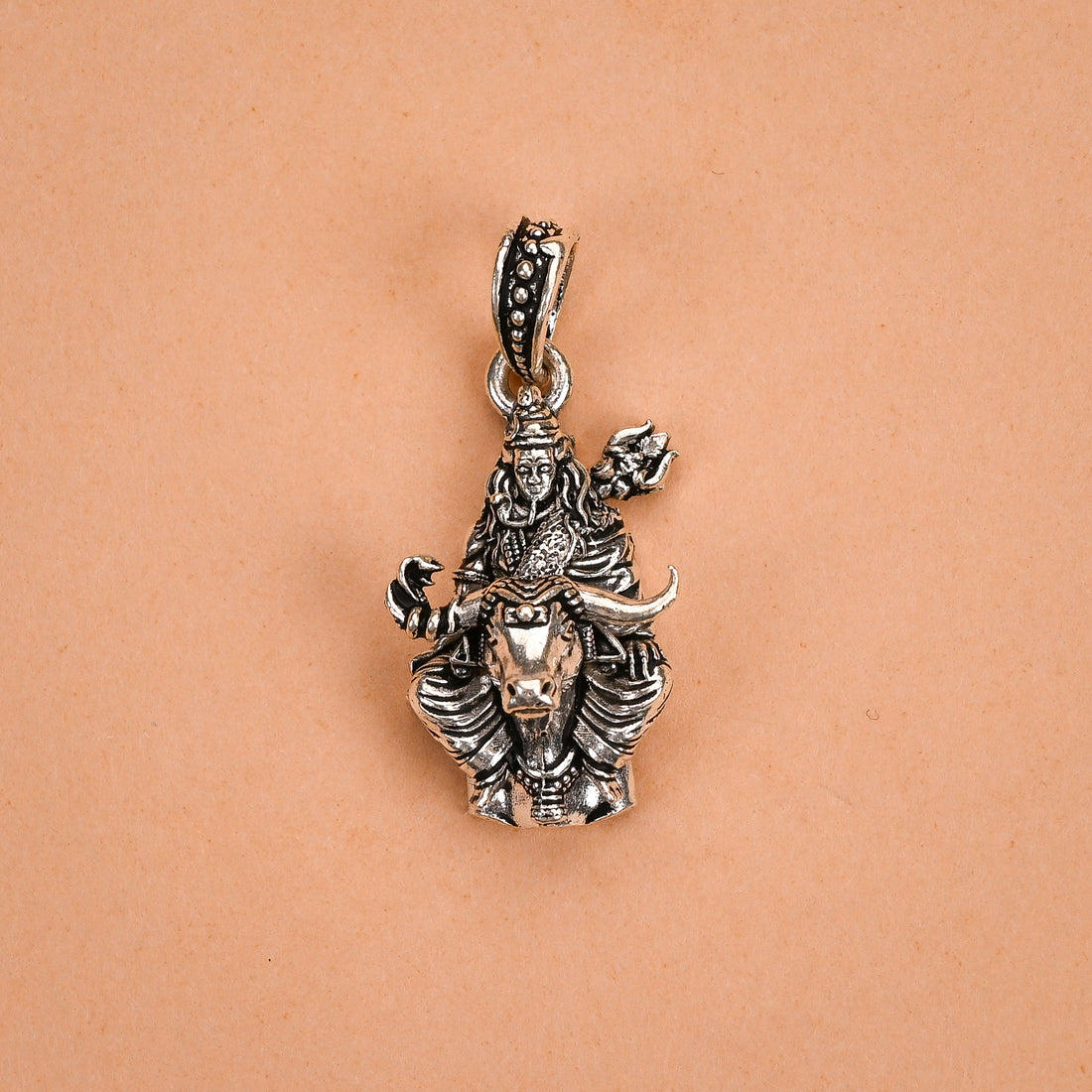 Lord Shiva and Nandi Silver Pendant