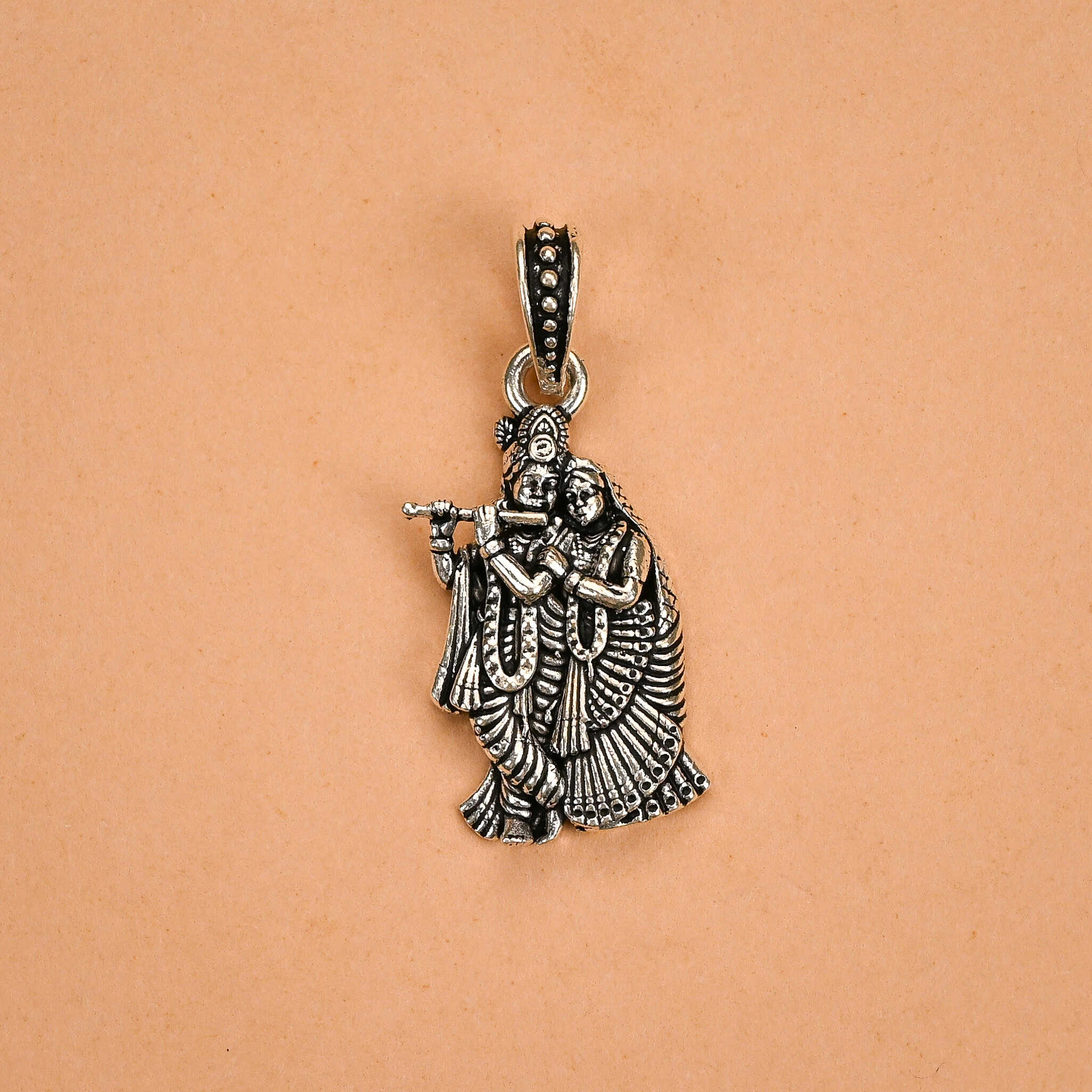 Lord Radha Krishna Ji Silver Pendant