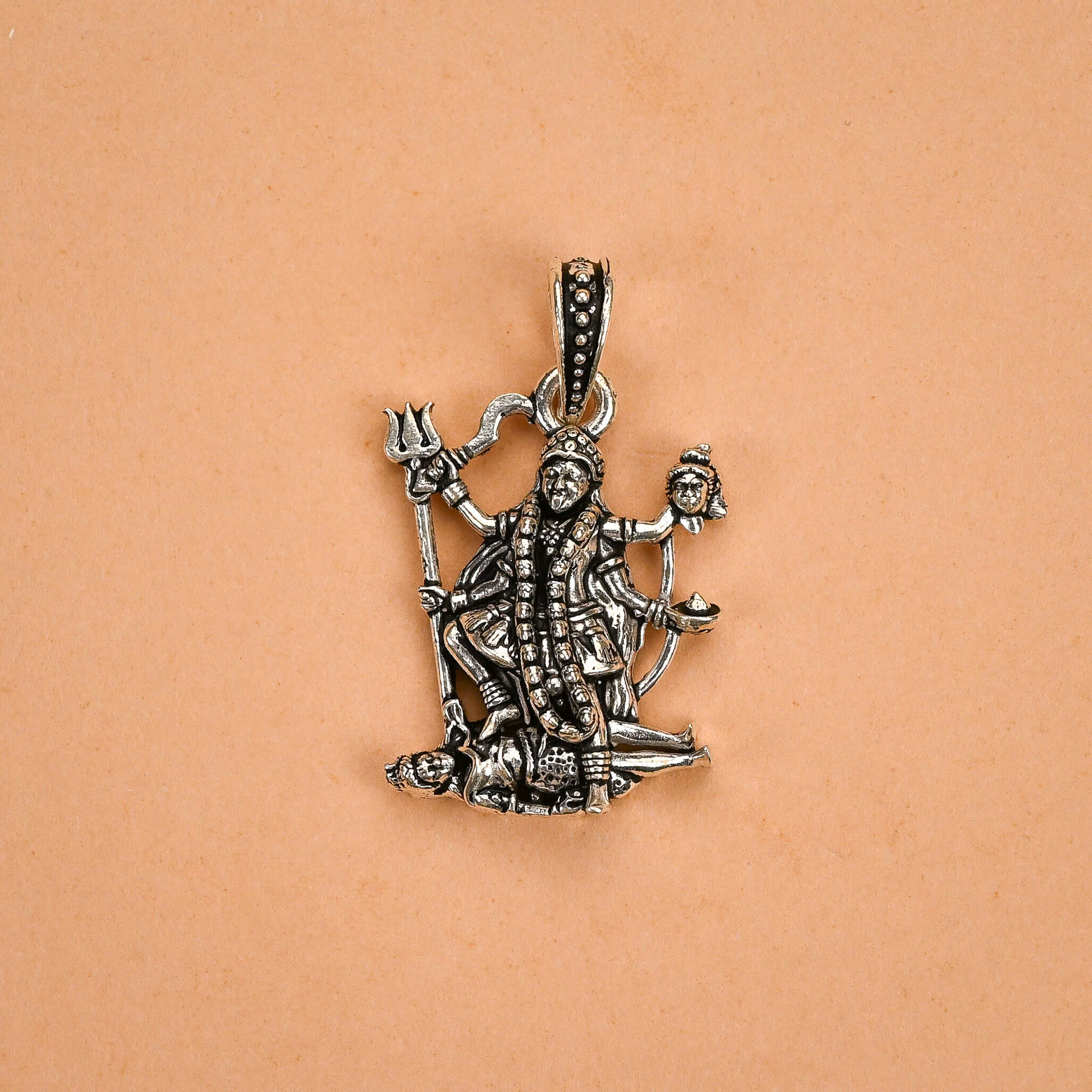 Mahakali Mata Silver Pendant