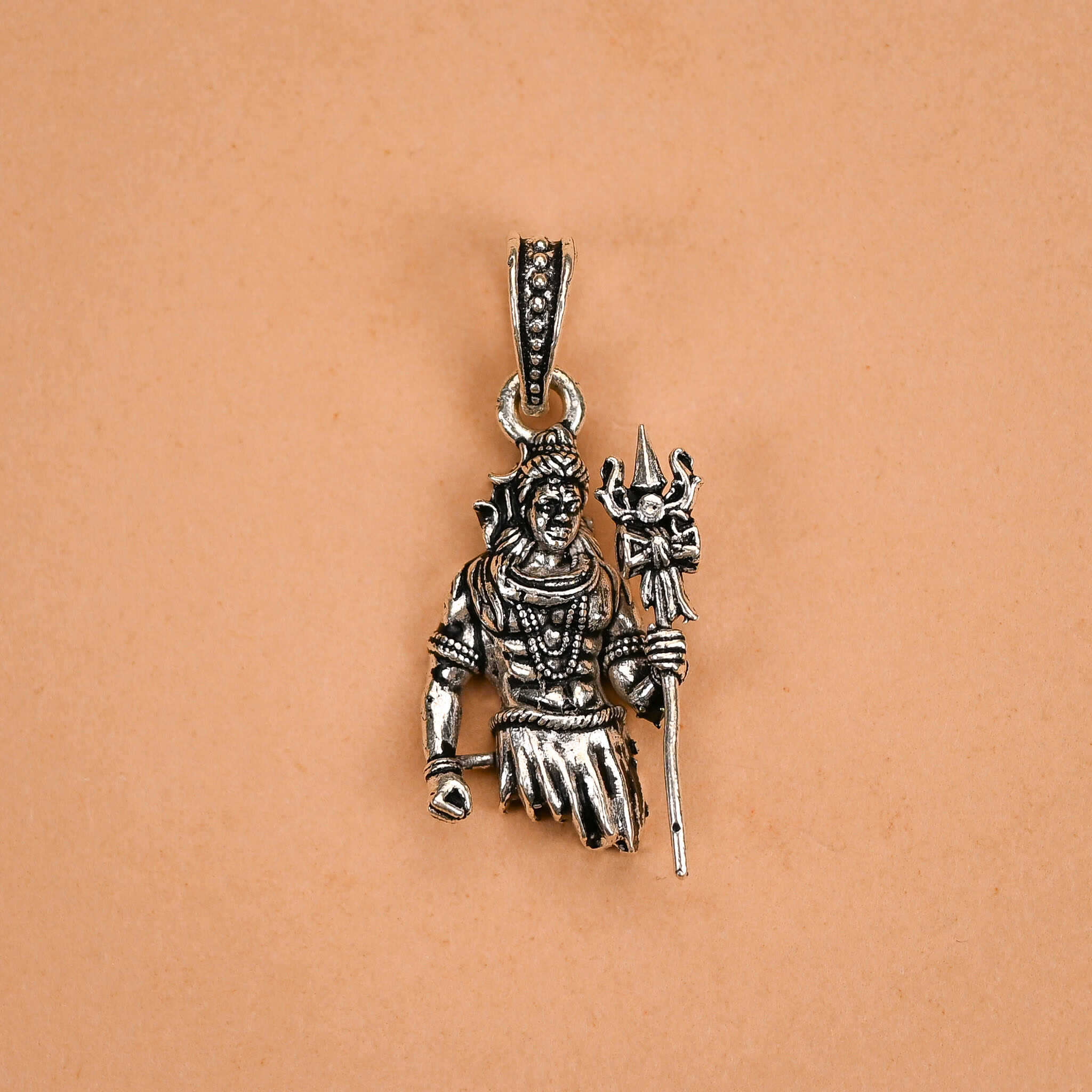 Lord Shiva Trishul Silver Pendant