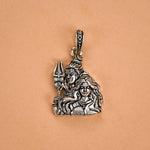 Lord Shiv Parvati Silver Pendant