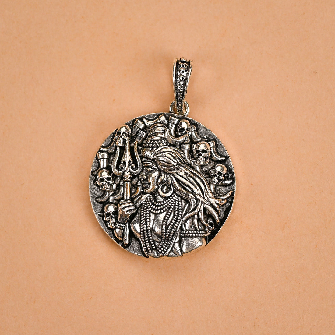 Lord Shiva holding a trident Silver Pendant