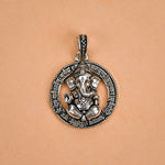 Vakratunda Mahakaya Ganesha Mantra Silver Pendant 