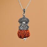 Maa Durga Pendant with 9 Mukhi Nepali Rudraksha