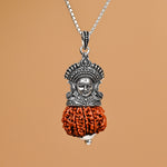 Maa Durga Pendant with 9 Mukhi Nepali Rudraksha