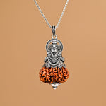 Hanuman Ji Silver Pendant with 11 Mukhi Nepali Rudraksha