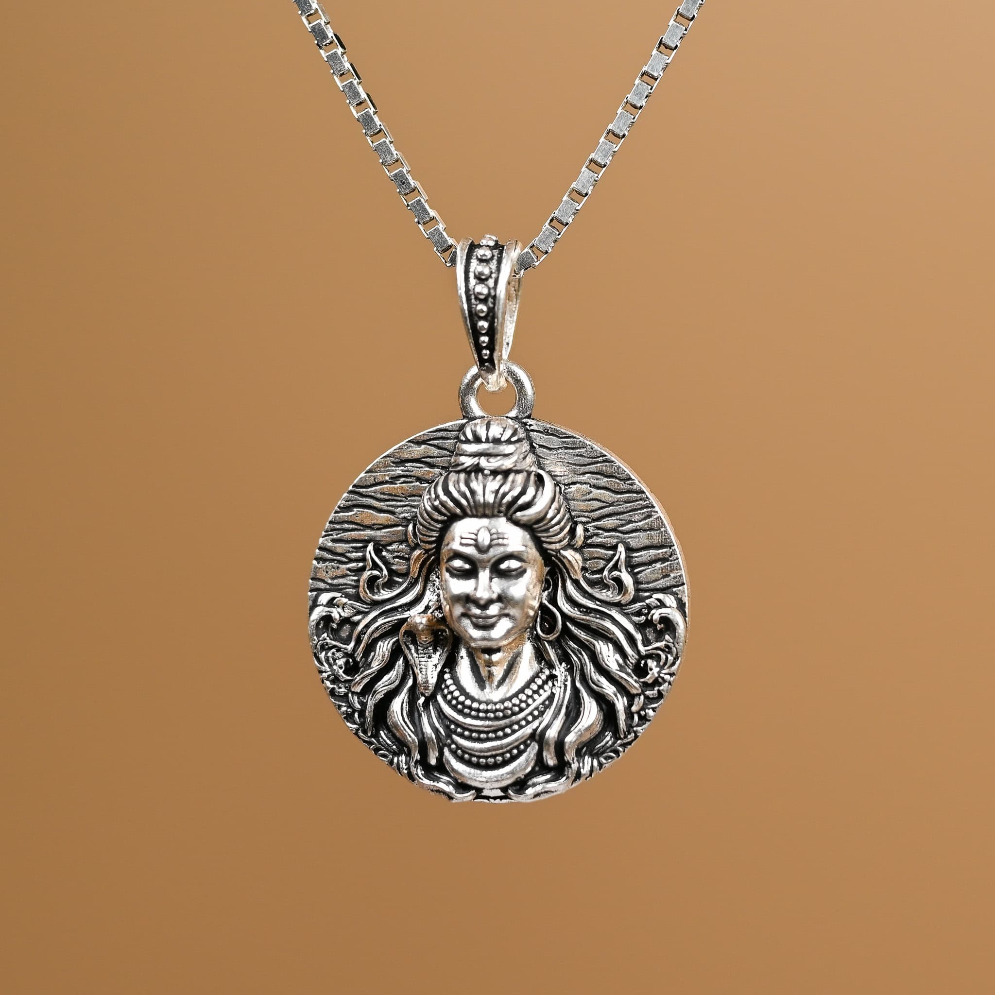 Lord Mahadev Silver Pendant With Chain 