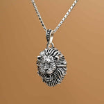 Lion Face Silver Pendant With Chain 