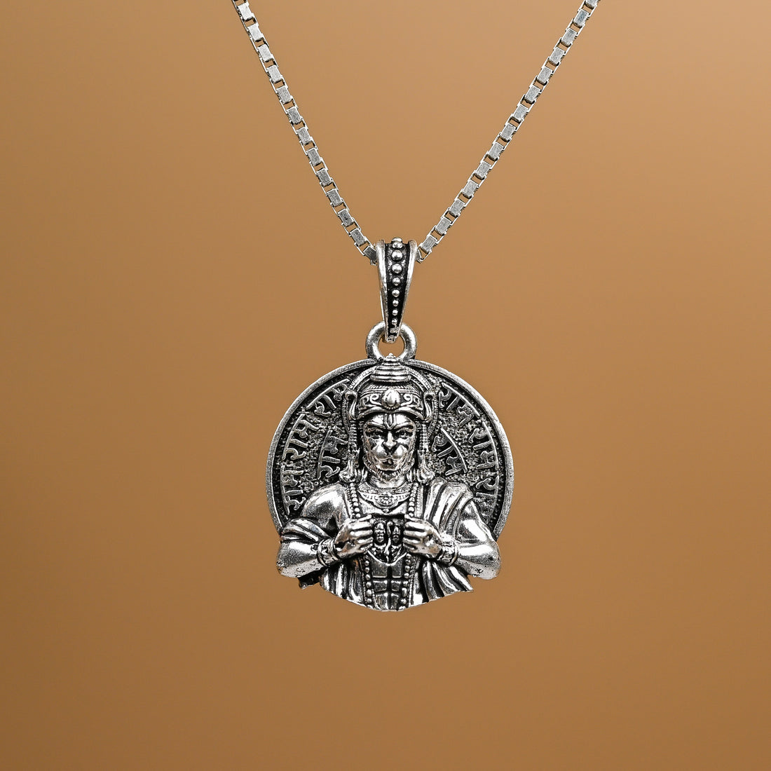 Veer Hanuman Ram Darshan Silver Pendant