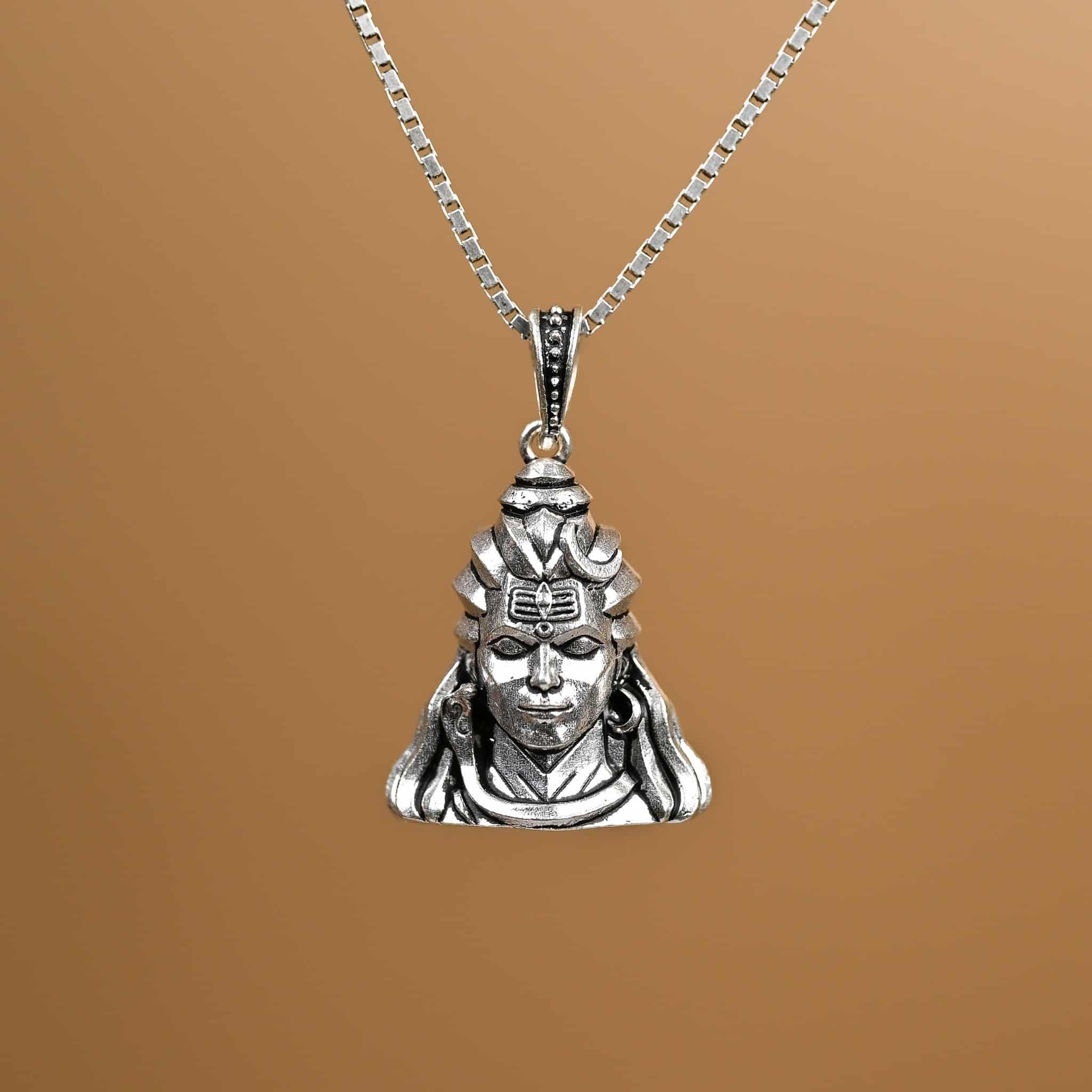 Adiyogi Shiv Shankar Silver Pendant With Chain