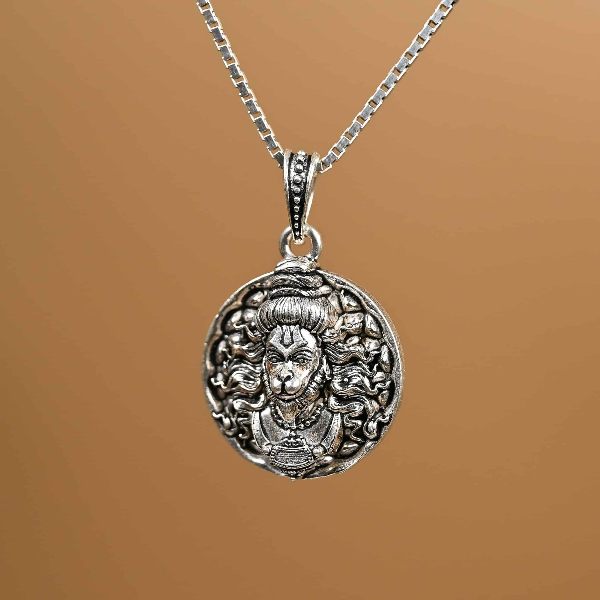 Bajrangbali Silver Pendant with chain