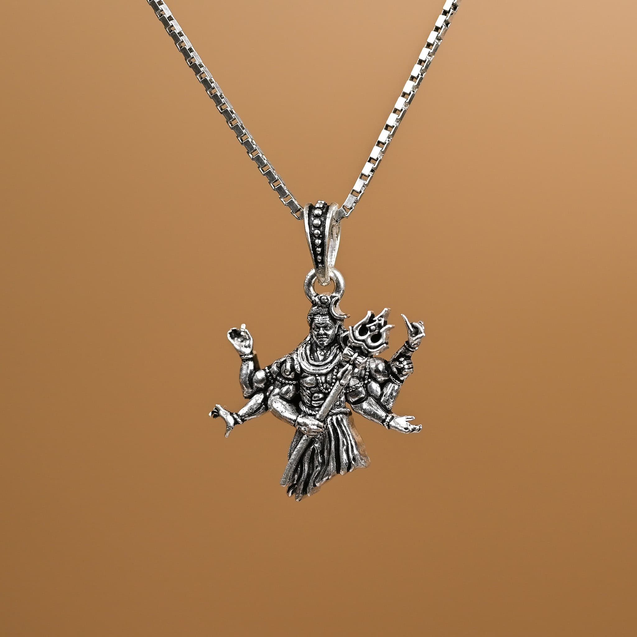 Divine Rudra Mahadev Silver Pendant With Chain 