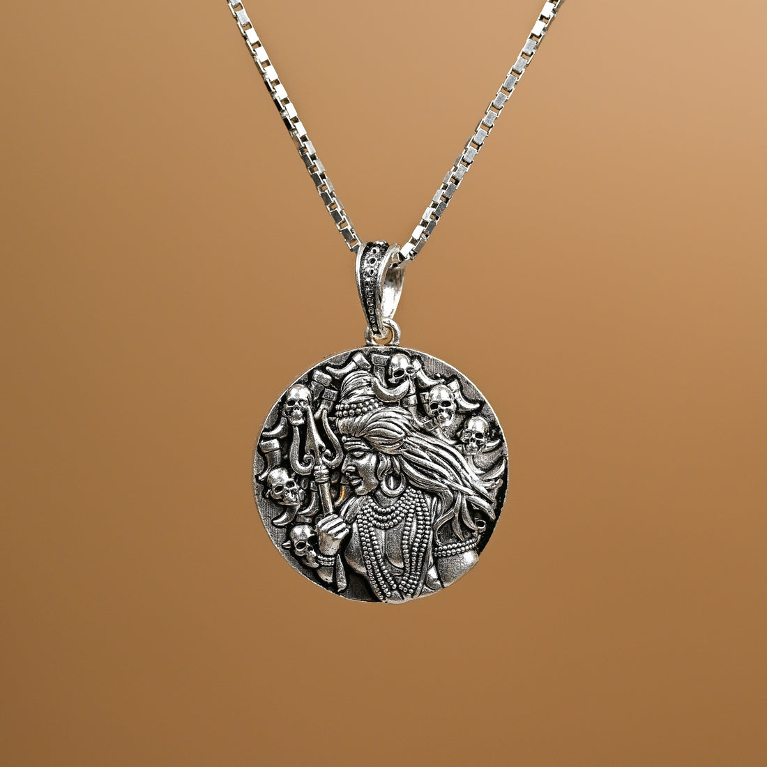 Lord Shiva holding a trident Silver Pendant