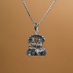 Lord Vishnu Goddess Laxmi Blessing Sterling Silver Pendant With Chain 