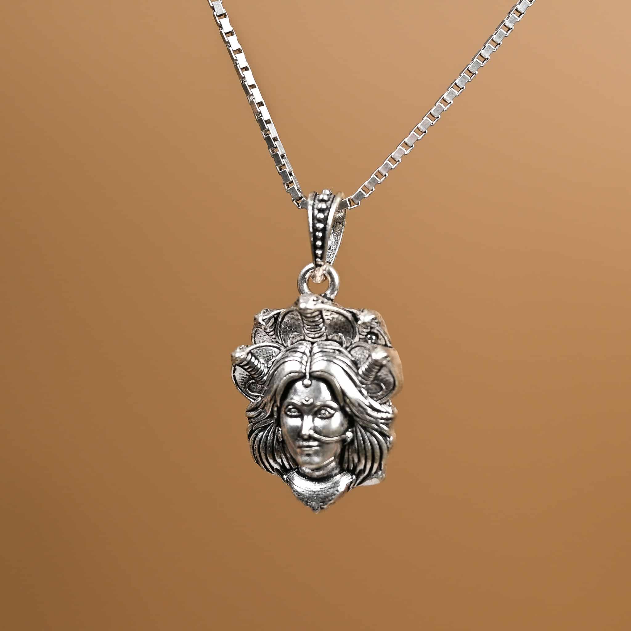 Mogal Maa Silver Pendant With Chain 