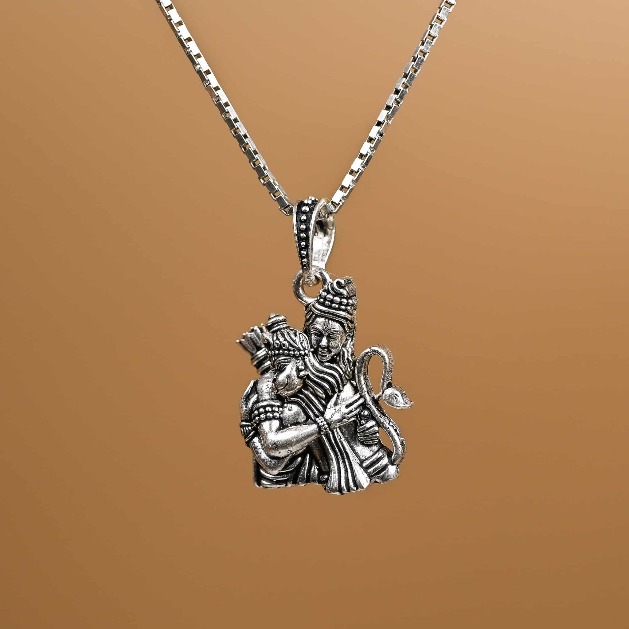 Shree Ram Hanuman Silver Pendant with chain