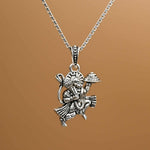 Lord hanuman flying  Silver Pendant With Chain