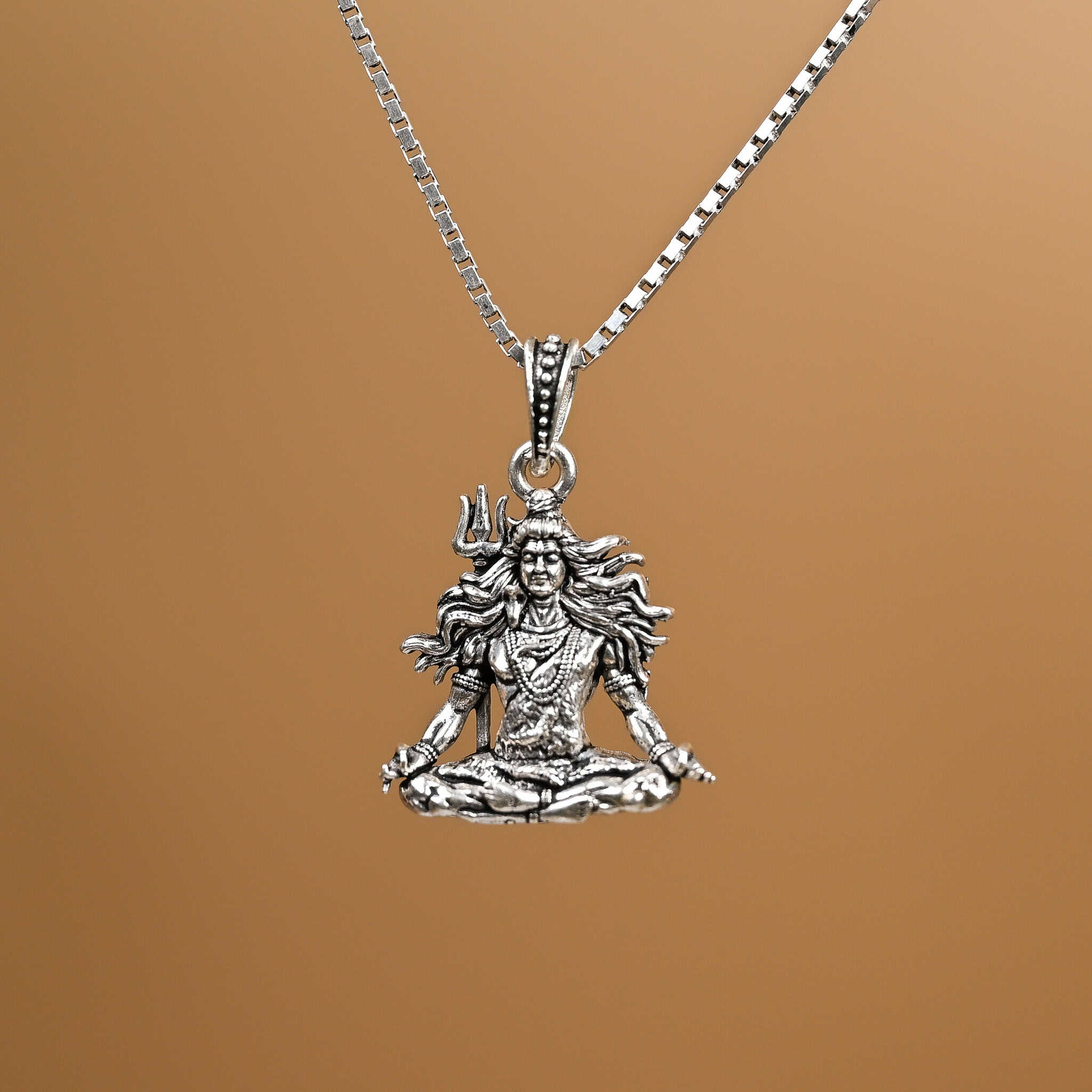 Adiyogi Shiva Silver Pendant With Chain 