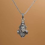Ganesh ji silver pendant With Chain 