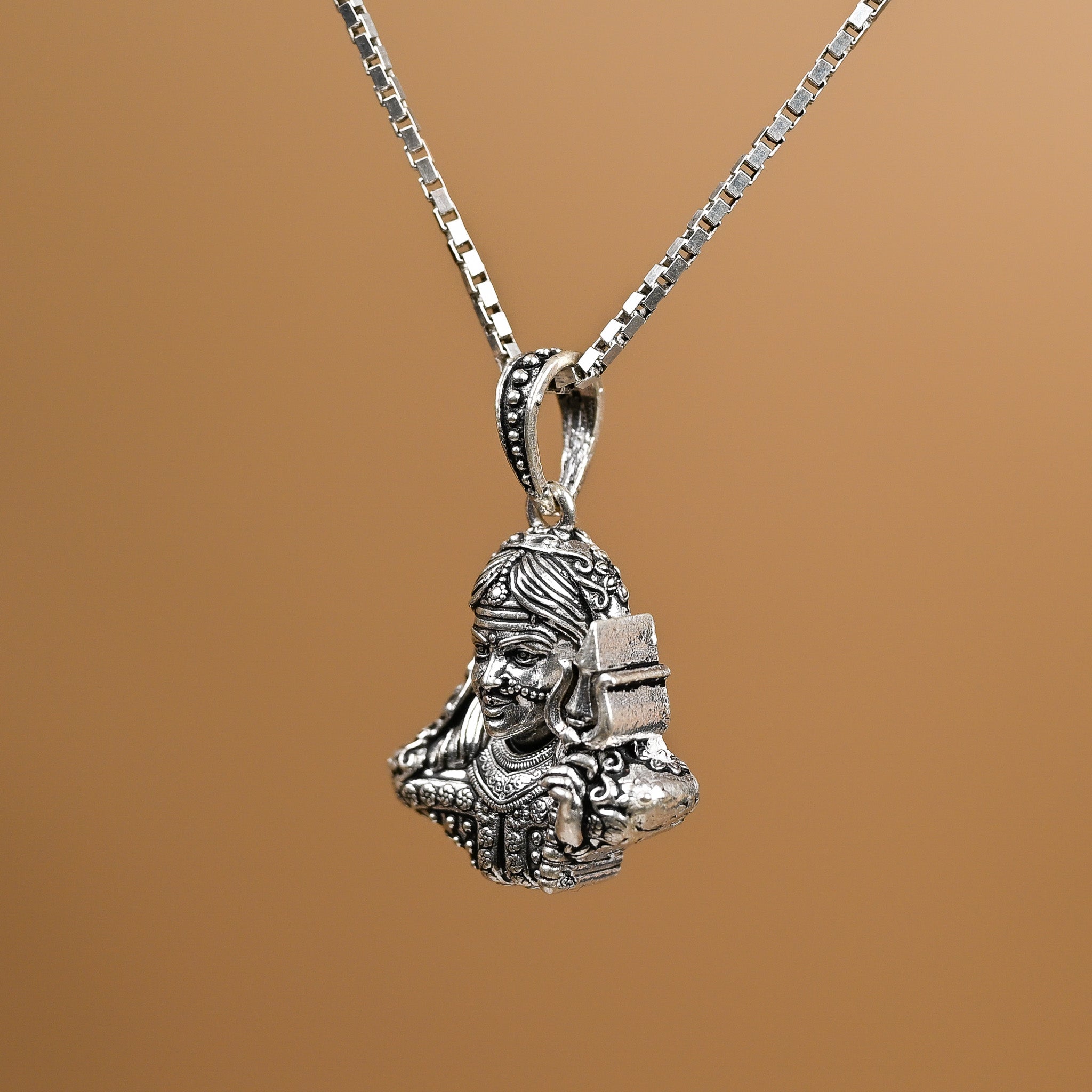 Khodiyar Maa silver pendant With Chain 