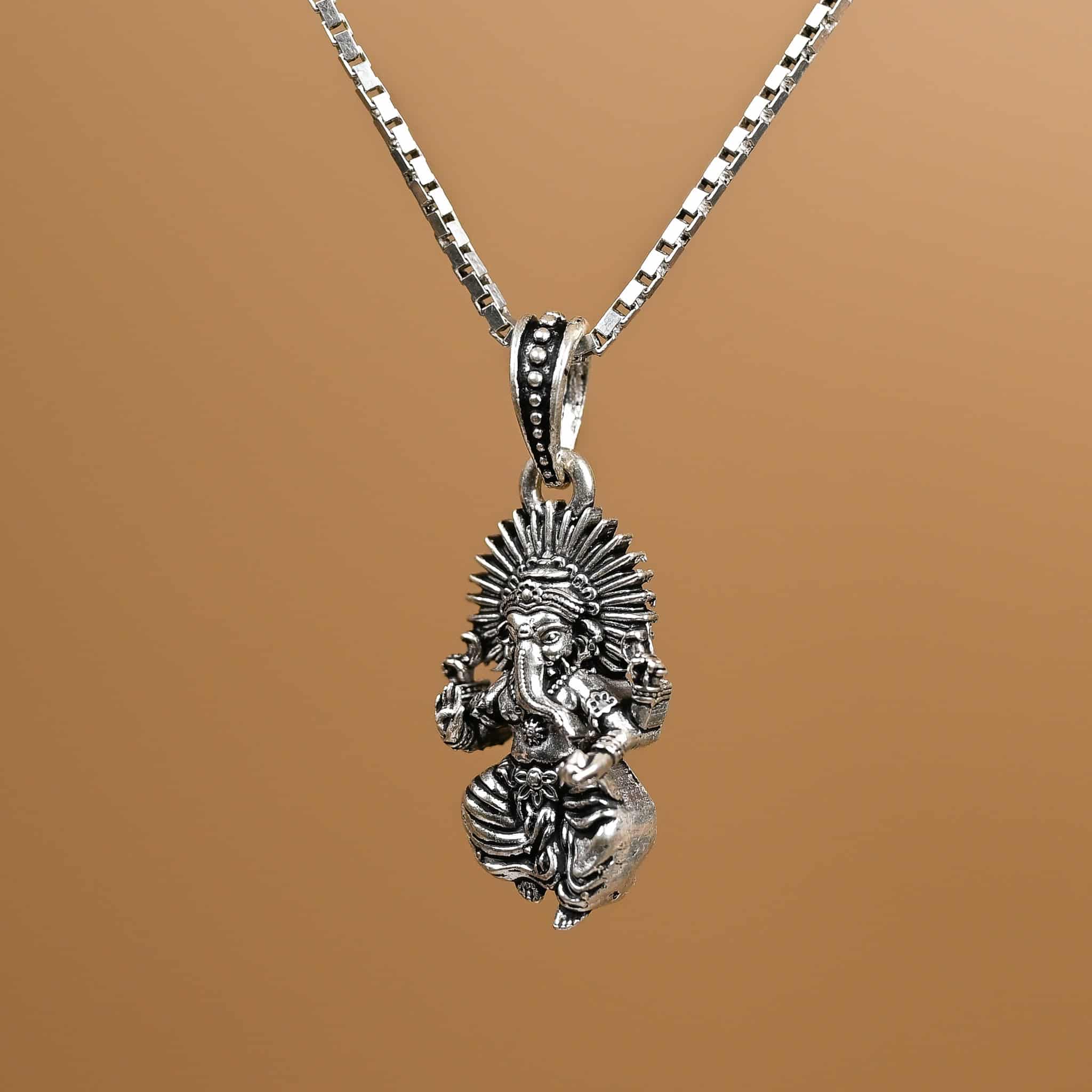 God Ganesha silver pendant With Chain 