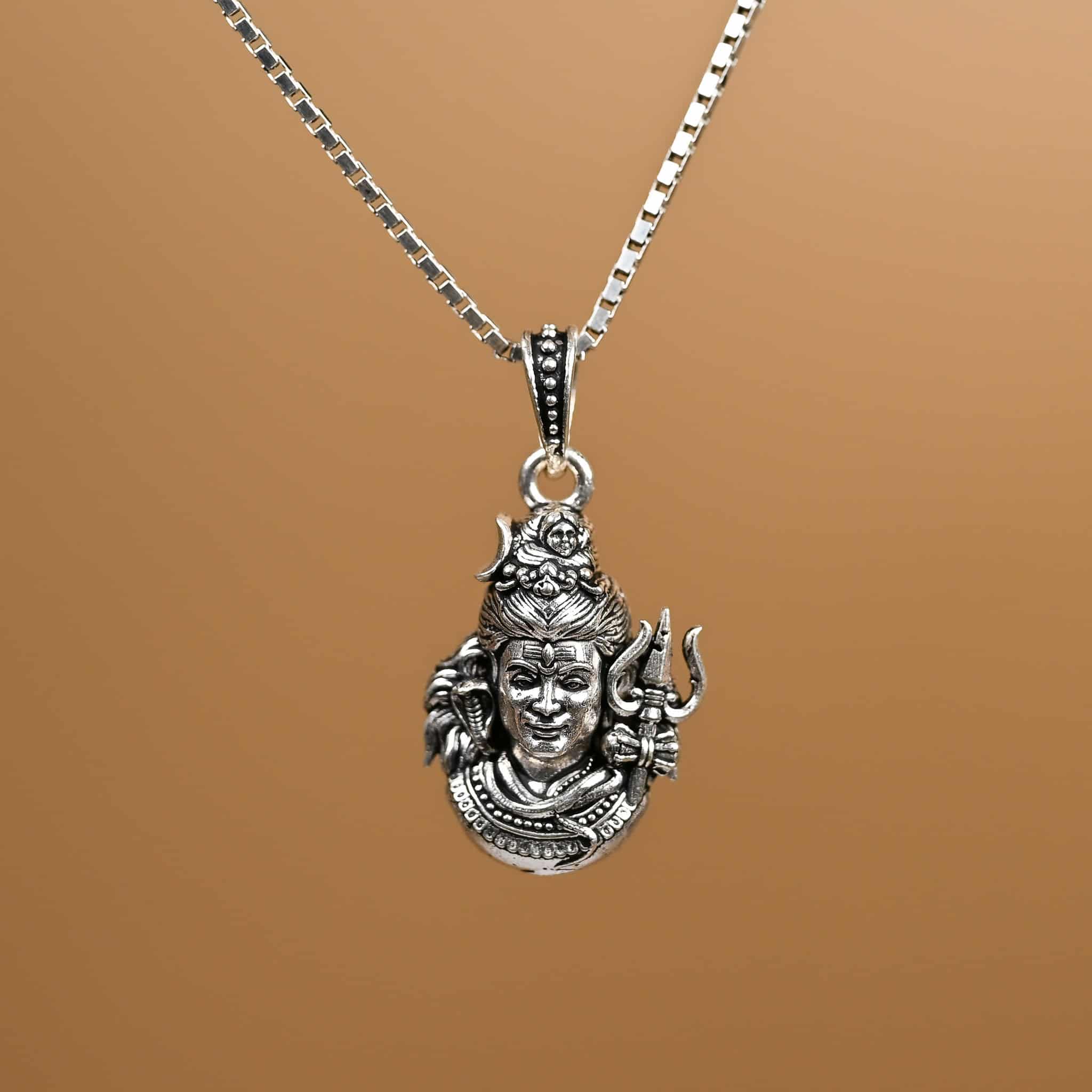 Shiva Trishul Silver Pendant With Chain