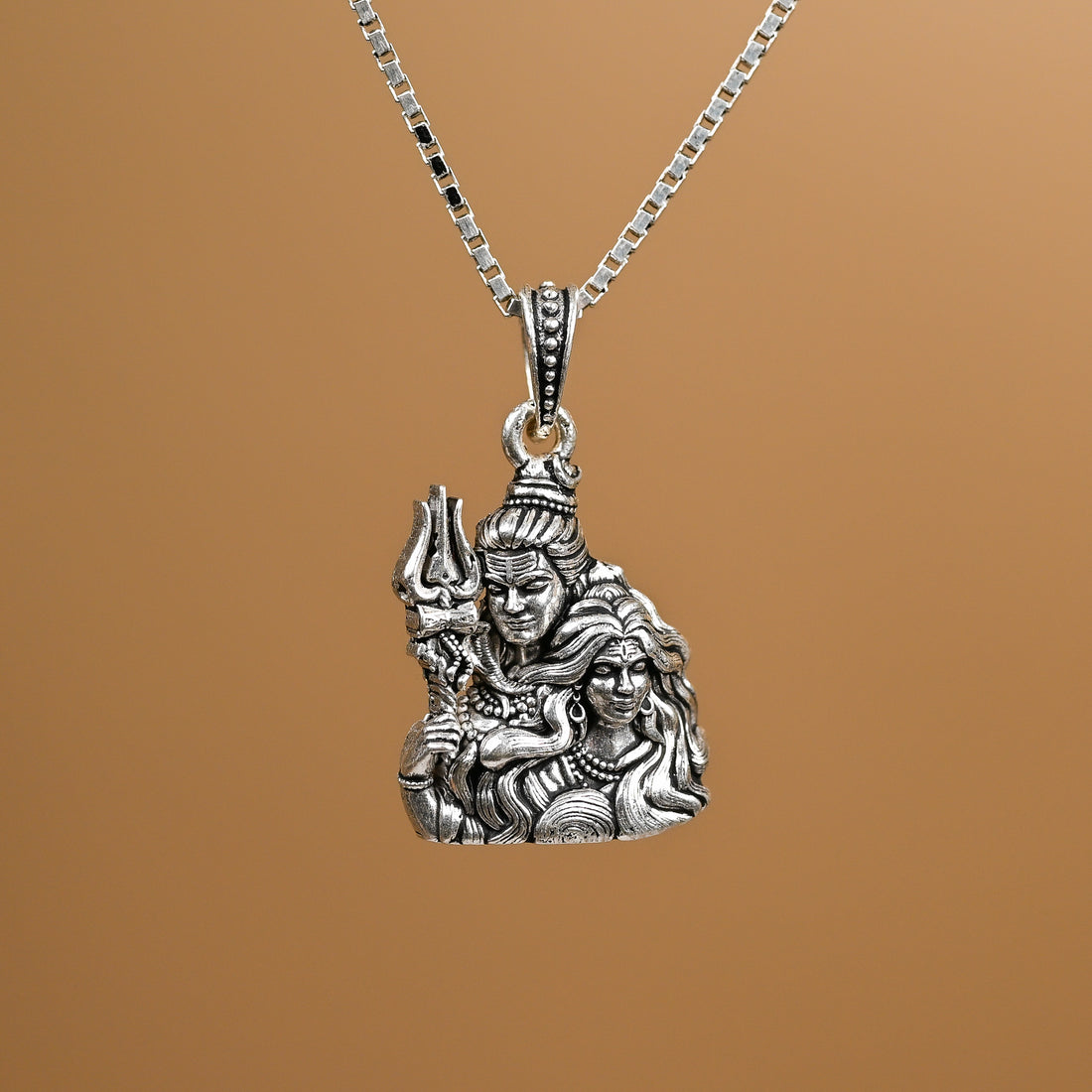 Shiv Parvati Silver Pendant