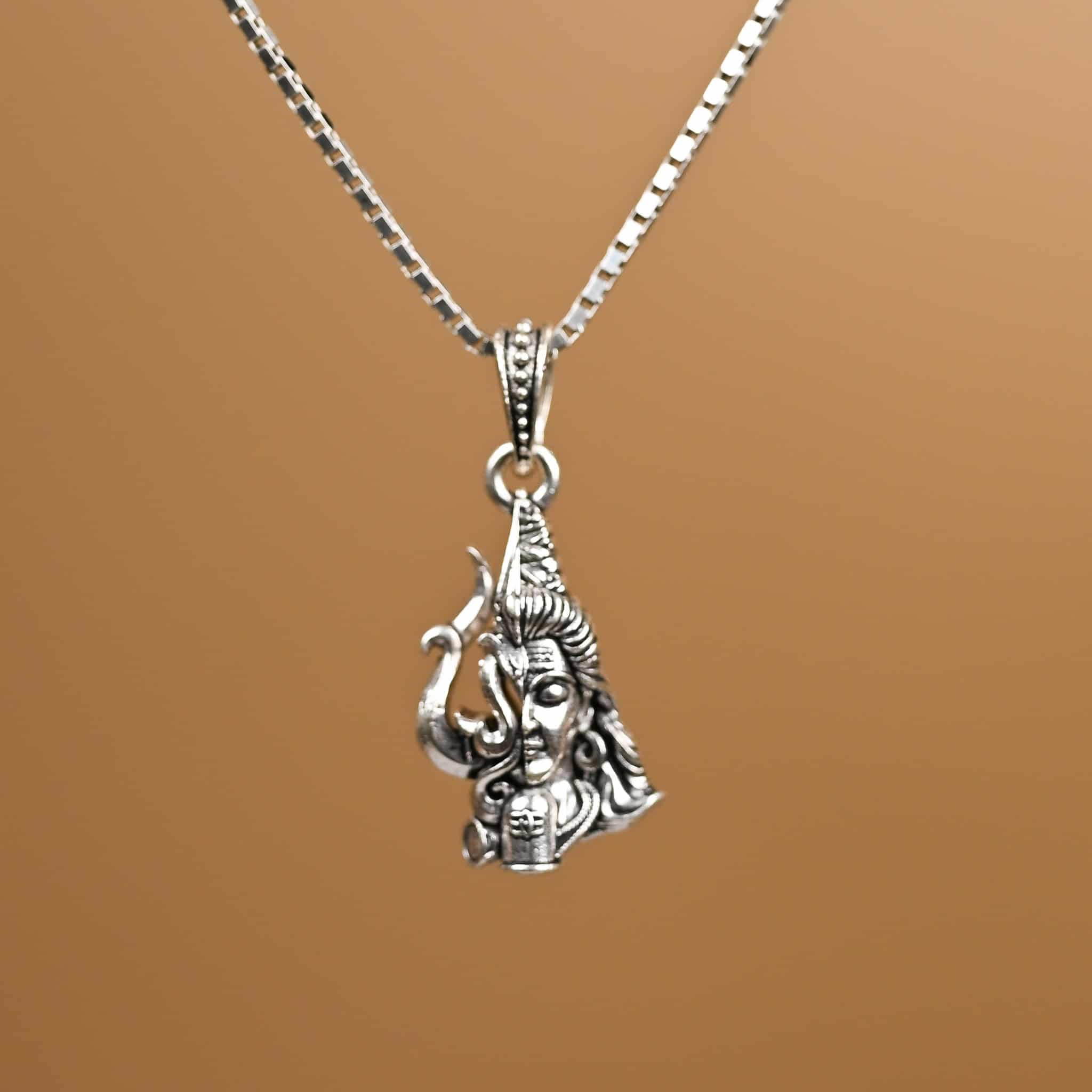 Mahadev Trishul Silver Pendant With Chain