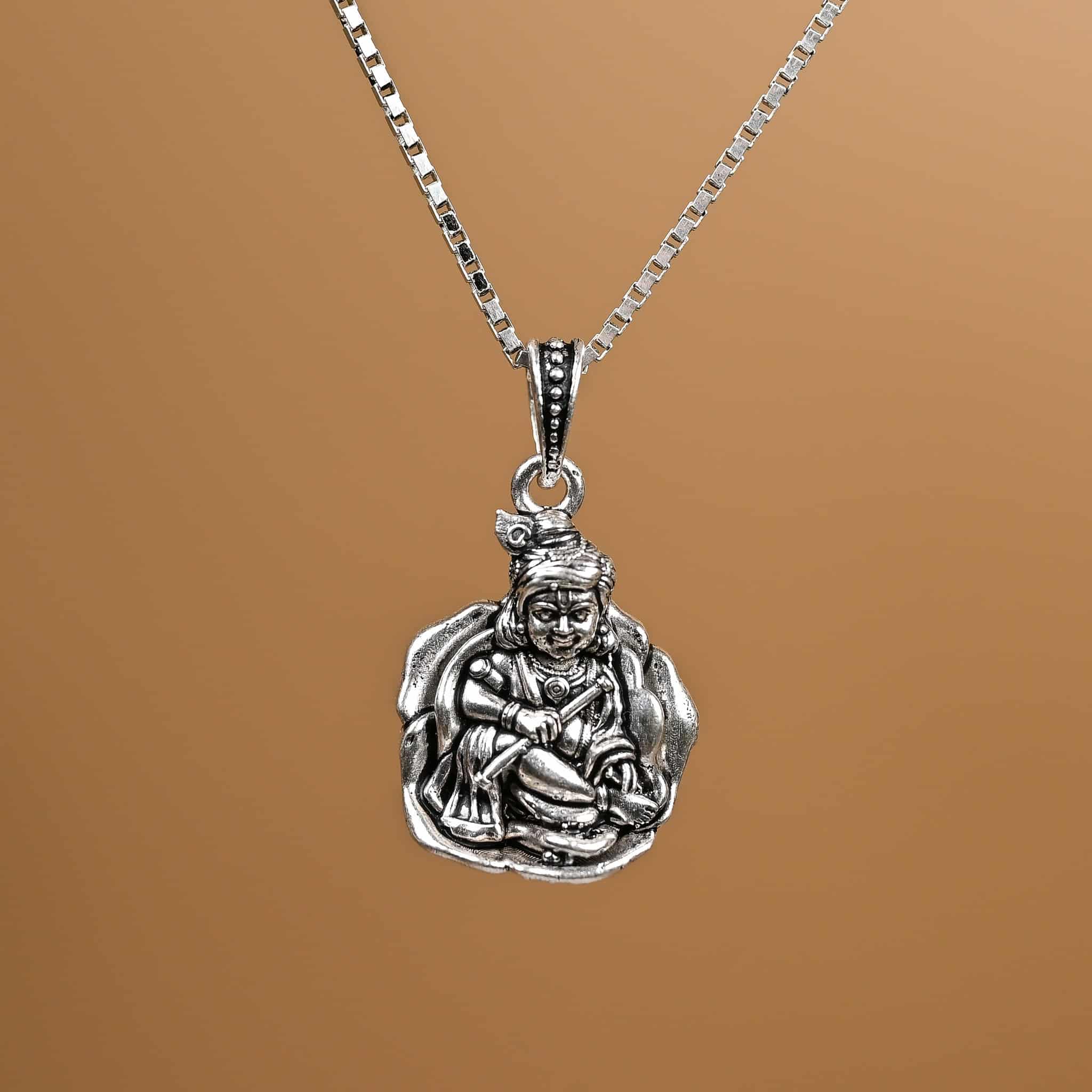Kanha Silver Pendant With Chain
