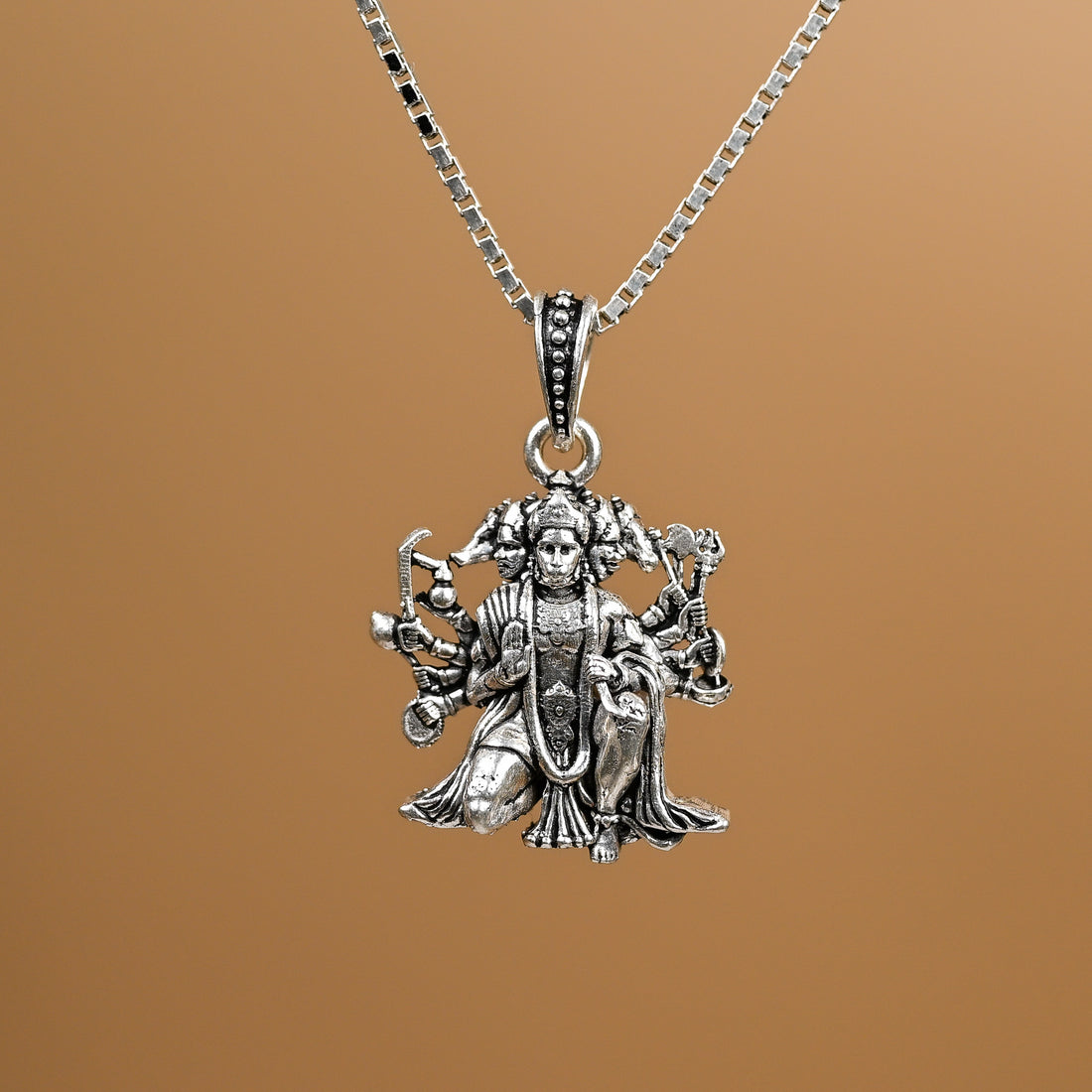Five Faces Hunuman Silver Pendant