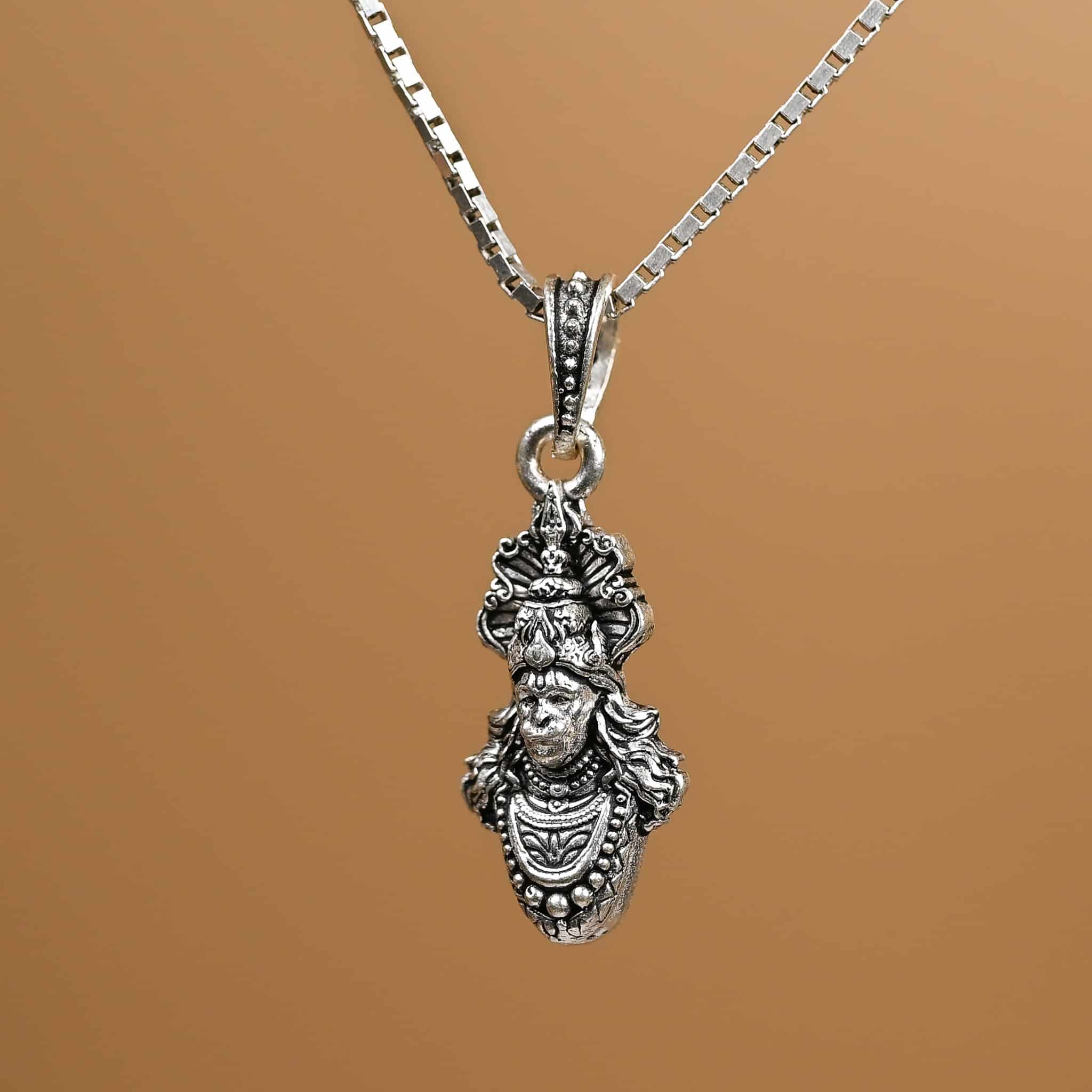 Veer Bajrangi Silver Pendant with chain 