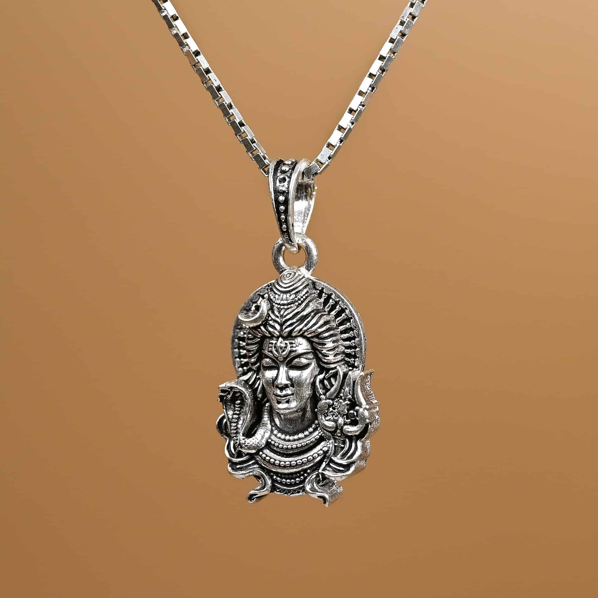 Lord Shiva Silver Pendant With Chain 