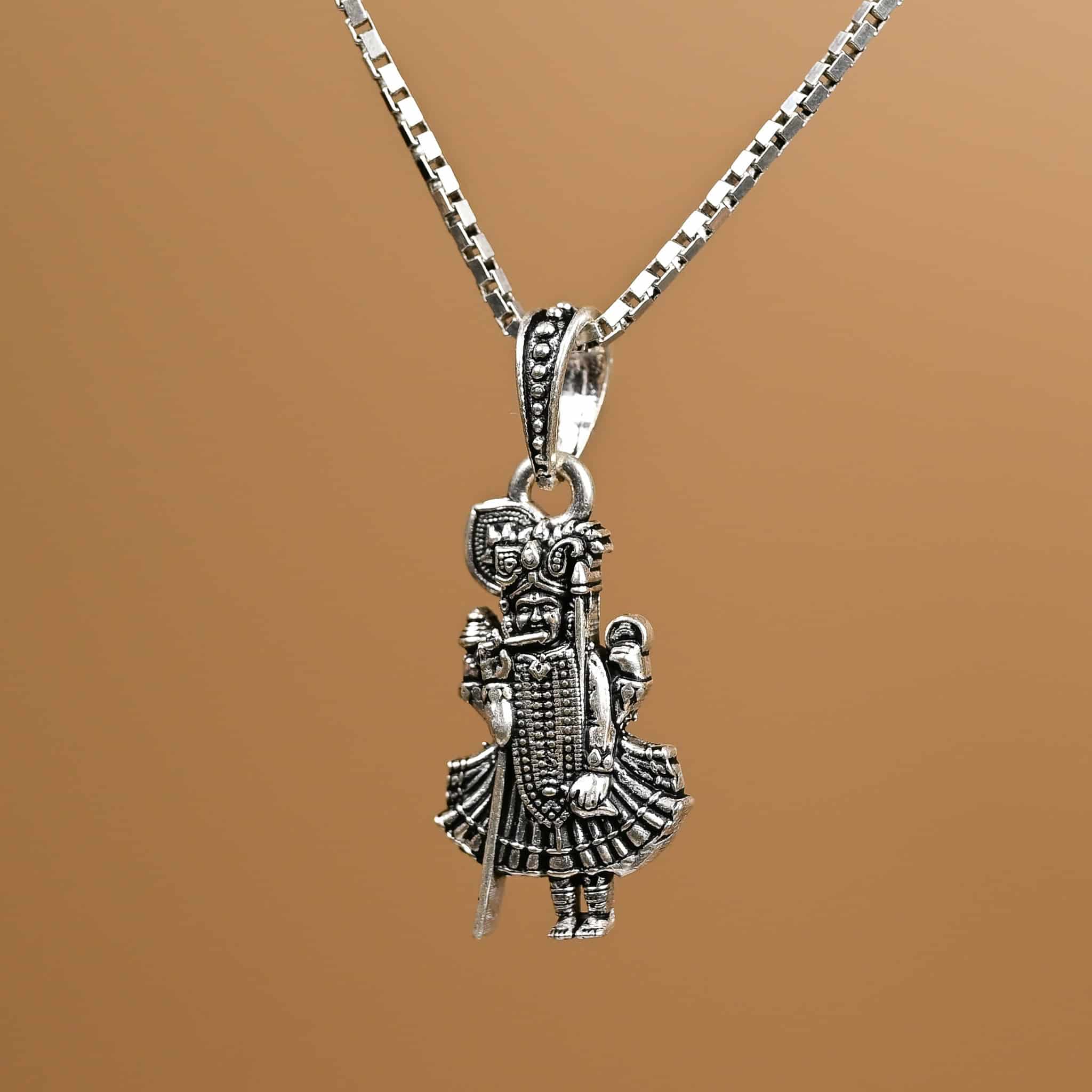 Shreenath Ji Divine Silver Pendant With Chain 
