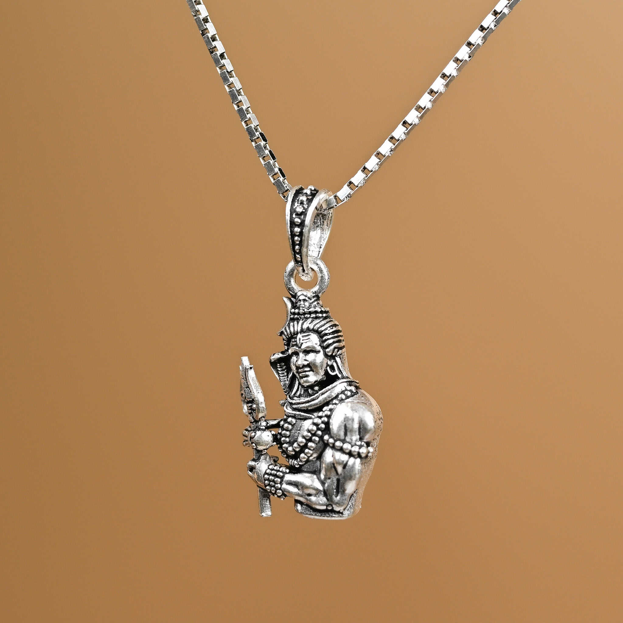 Mahakal Trishul Silver Pendant With Chain 