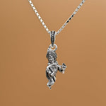 Divine Lord Krishna Flute Silver Pendant With chain 